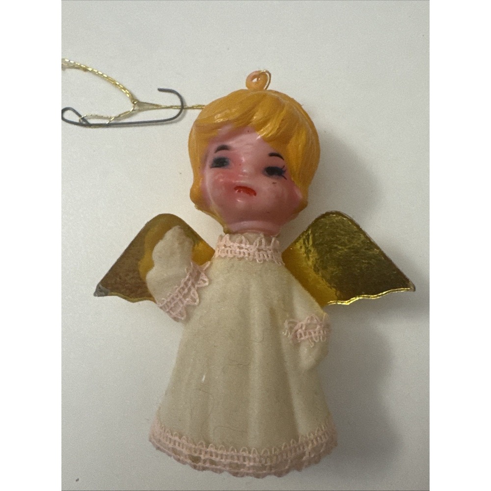 Flocked Angel Cardboard Wings Plastic Mold Vintage 1950's